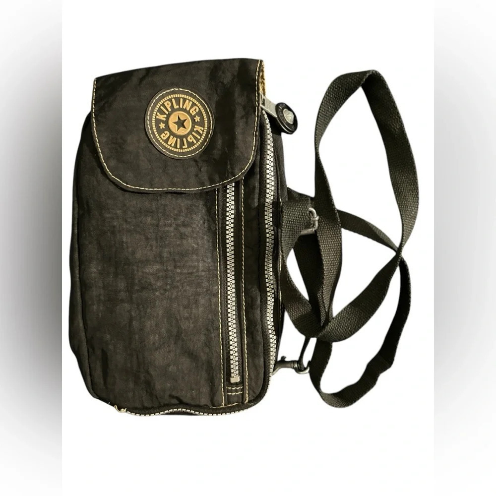 Kipling dark gray crossbody multi pocket nylon bag